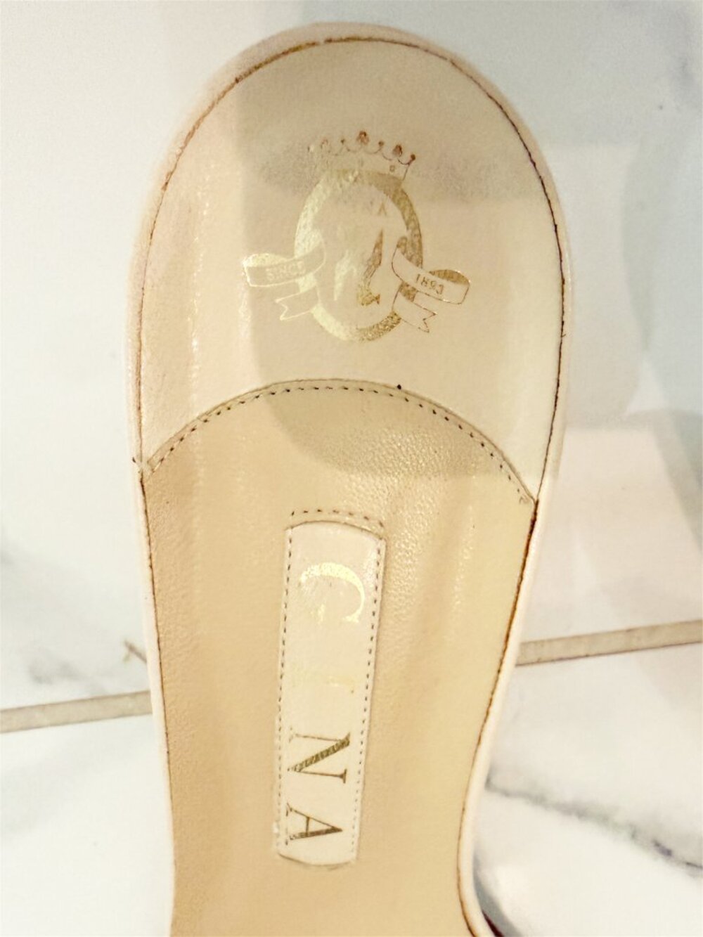 GINA Twist Leather in Bone Slide Heel Sandal 6 - Picture 6 of 10